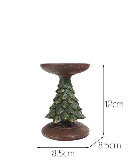 Resin Wooden Christmas Tree Candle Holder Base Christmas Decorations Candlestick Craft Home Living Room Decor