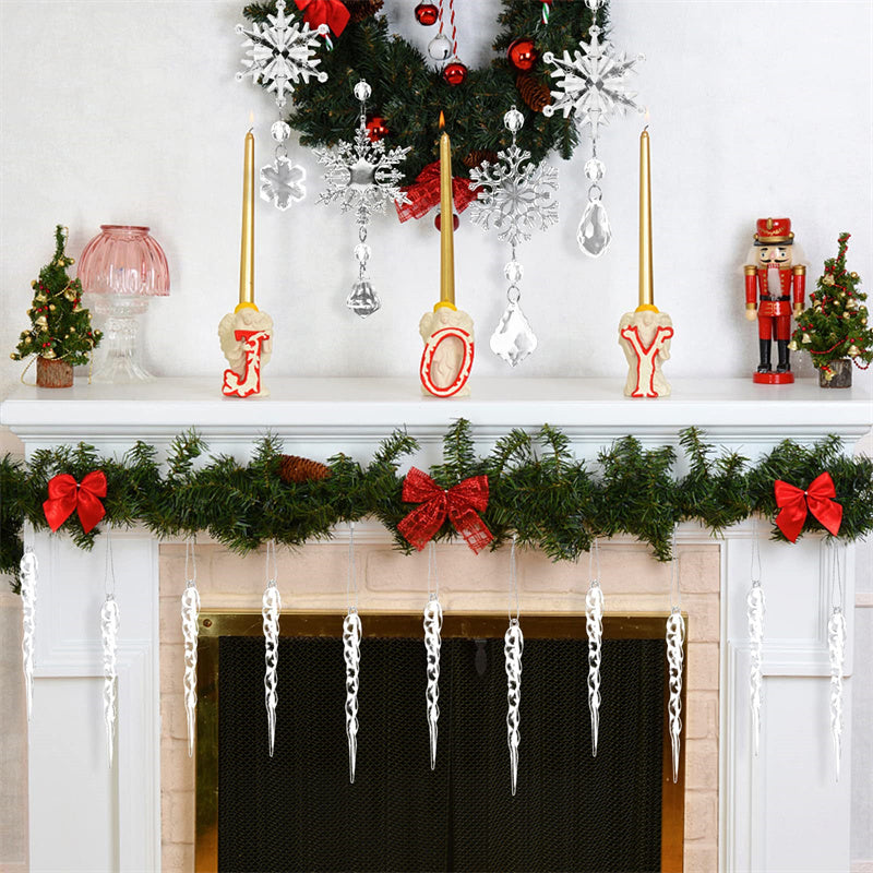 10pcs Christmas Tree Hanging Pendants Acrylic Ice Strip Snow Ceiling Xmas Ornaments Christmas Decoration Home Decor