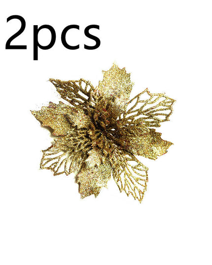 Glitter Artifical Christmas Flowers Christmas Tree Decorations