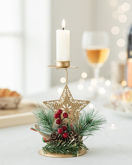 Christmas Candlestick Golden Iron Decoration