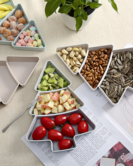 Christmas Tree Shaped Fruit Platter Creative Plates Storage Box Dried Fruit Snack Plates Divided Candy Dessert Plate Container