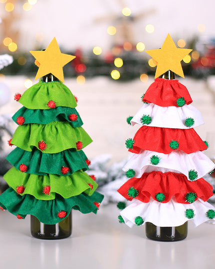 Wine Bottle Cover Christmas Decoration Ball Tree for Home Dinner Destop Decor Xmas Gift