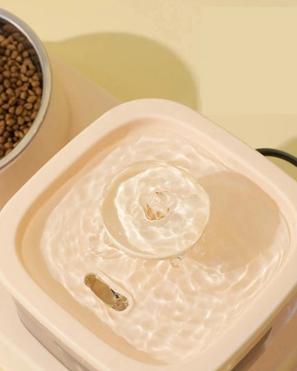 Cat Water Dispenser And Feeding Bowl 2-in-1, Dry And Wet Separation Automatic Water Dispenser Sturdy Cat Feeding Bowl Cat And Dog Feeding Supplies Easy To Clean Flow Design