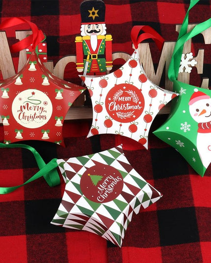 Christmas Gift Boxes Santa Claus Candy Box Star Shape Merry Christmas Boxes Kids Gifts