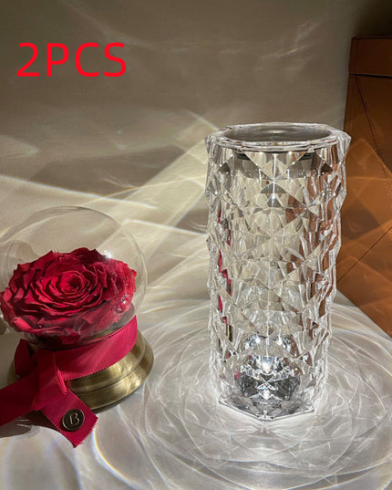 Romantic LED Rose Diamond Table Lamps For Bedroom Living Room Party Dinner Decor Creative Lights