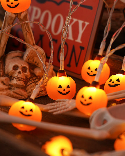 PVC Soft Material Halloween Lighting Chain Pumpkin Ghost Bat Modeling Lamp Indoor And Outdoor Home Decoration