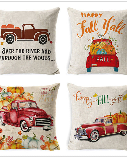 Thanksgiving pumpkin car sofa pillow