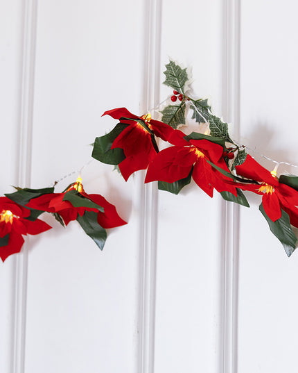 Led First Grade Christmas Lights With Red Flowers And Red Fruits For Home Decor