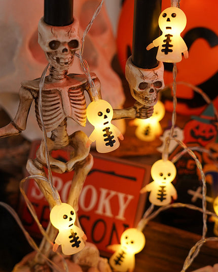 PVC Soft Material Halloween Lighting Chain Pumpkin Ghost Bat Modeling Lamp Indoor And Outdoor Home Decoration