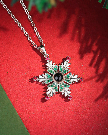 New Christmas Snowflake Necklace With Projection Design For Couples Christmas Gift Women's Clavicle Chain Jewelry