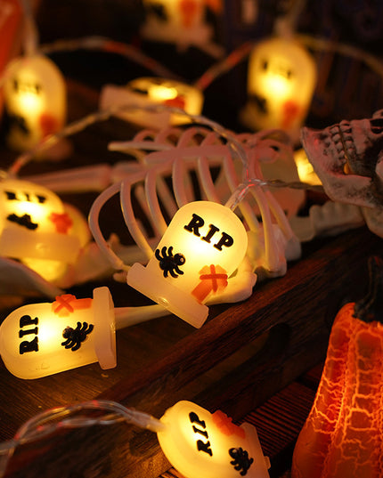 PVC Soft Material Halloween Lighting Chain Pumpkin Ghost Bat Modeling Lamp Indoor And Outdoor Home Decoration
