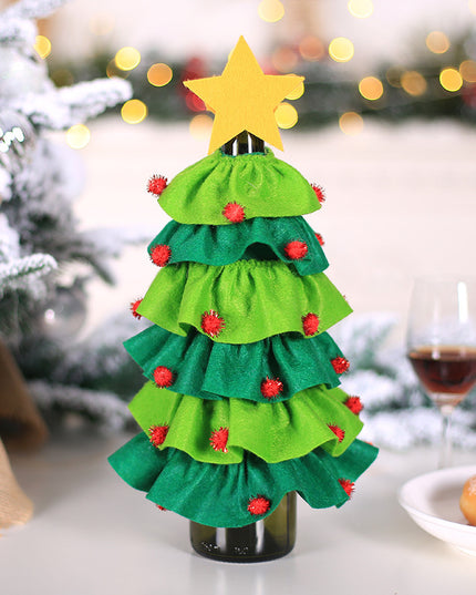Wine Bottle Cover Christmas Decoration Ball Tree for Home Dinner Destop Decor Xmas Gift