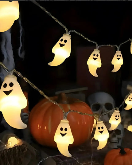 PVC Soft Material Halloween Lighting Chain Pumpkin Ghost Bat Modeling Lamp Indoor And Outdoor Home Decoration