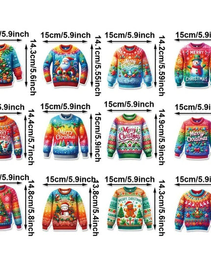 12 Pcs Merry Christmas Sweater Swirl Pendants Hanging Xmas Tree Snowman Paper Sweater Ornaments Santa Claus Gingerbread Man Pattern Spiral Ceiling Pendant For Xmas Birthday Party Decor Supplies