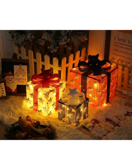 Christmas Light Box, LED Light Foldable Decoration Indoor And Outdoor, Christmas Light Box Gift Decoration Indoor And Outdoor Garden