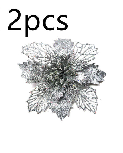 Glitter Artifical Christmas Flowers Christmas Tree Decorations