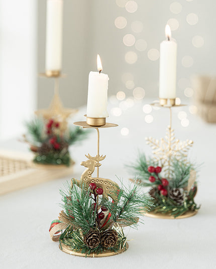 Christmas Candlestick Golden Iron Decoration