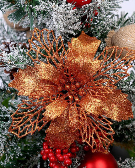 Glitter Artifical Christmas Flowers Christmas Tree Decorations