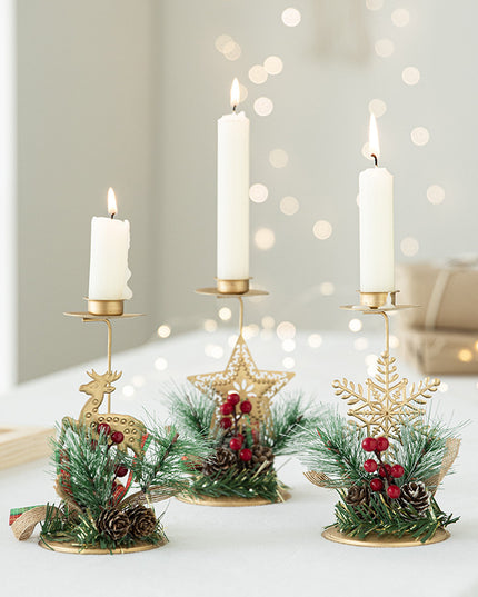 Christmas Candlestick Golden Iron Decoration