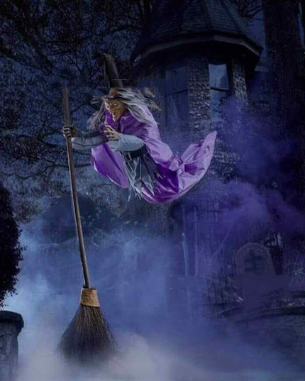 Halloween Flying Witch Decoration Halloween Ghost Outdoor Scary Animatronics Halloween Props With Scary Sound