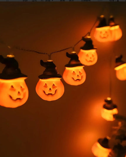 PVC Soft Material Halloween Lighting Chain Pumpkin Ghost Bat Modeling Lamp Indoor And Outdoor Home Decoration