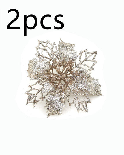 Glitter Artifical Christmas Flowers Christmas Tree Decorations