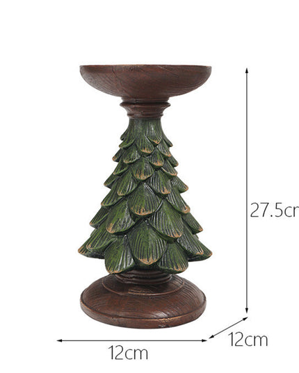 Resin Wooden Christmas Tree Candle Holder Base Christmas Decorations Candlestick Craft Home Living Room Decor