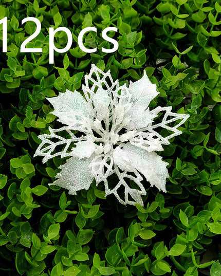 Glitter Artifical Christmas Flowers Christmas Tree Decorations