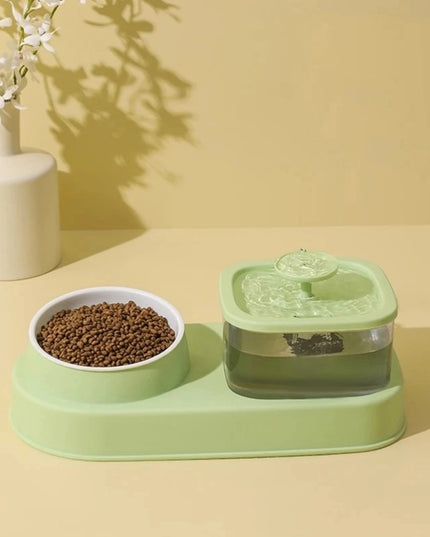 Cat Water Dispenser And Feeding Bowl 2-in-1, Dry And Wet Separation Automatic Water Dispenser Sturdy Cat Feeding Bowl Cat And Dog Feeding Supplies Easy To Clean Flow Design