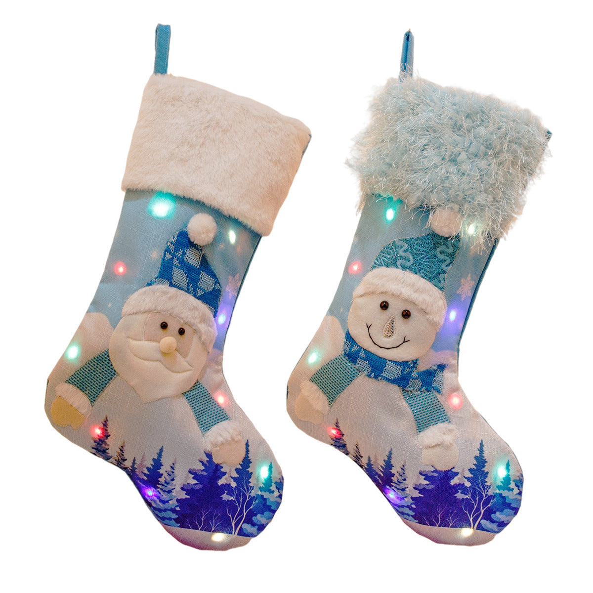 Glowing Large Christmas Stockings Gift Candy Bag With Lights, Christmas Decor for Home
