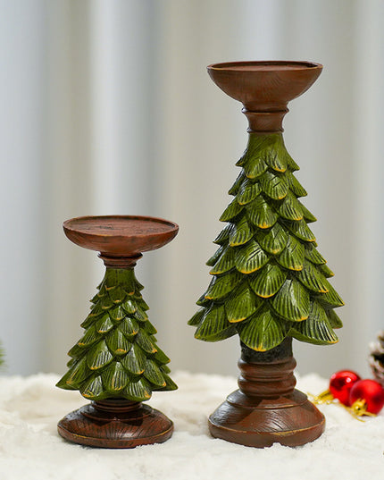Resin Wooden Christmas Tree Candle Holder Base Christmas Decorations Candlestick Craft Home Living Room Decor