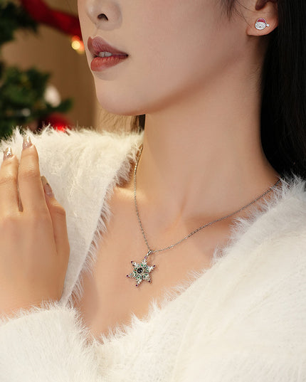 New Christmas Snowflake Necklace With Projection Design For Couples Christmas Gift Women's Clavicle Chain Jewelry