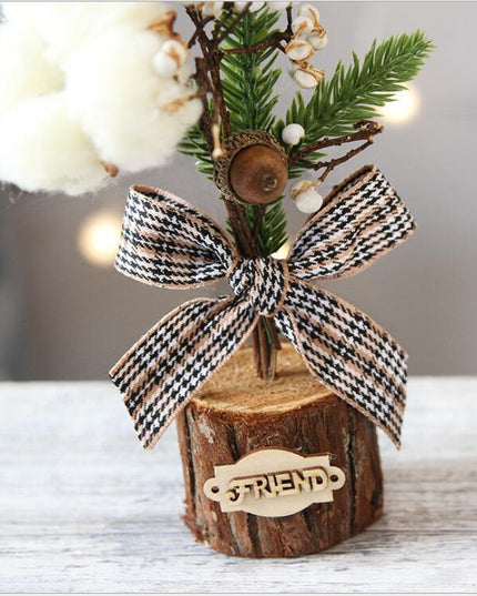 Artificial Christmas Tree Decorations For Home Creative Jute Red Fruit Pine Cone Desk Christmas