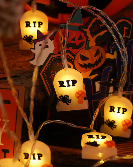 PVC Soft Material Halloween Lighting Chain Pumpkin Ghost Bat Modeling Lamp Indoor And Outdoor Home Decoration
