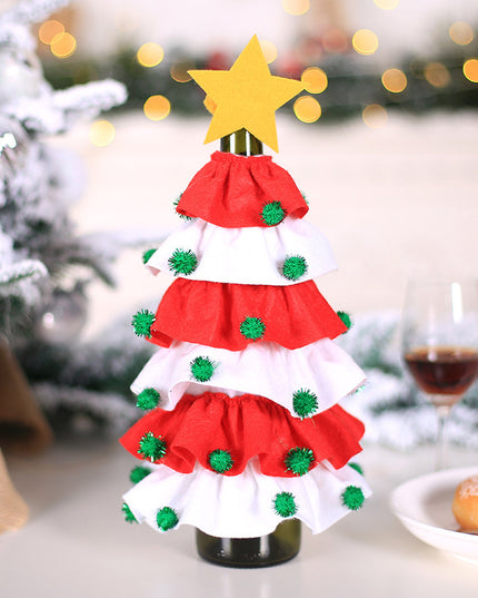 Wine Bottle Cover Christmas Decoration Ball Tree for Home Dinner Destop Decor Xmas Gift