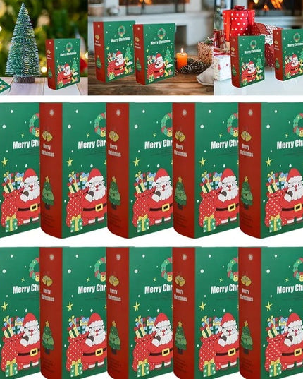 10 Pcs Christmas Candy Boxes Claus Xmas Tree Storybook Box Cookie Goodie Paper Treat Box For Christmas Gift Wrapping Holiday Party Supplies