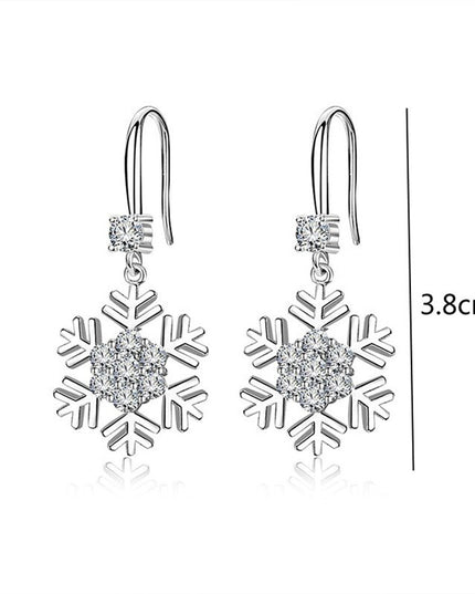 Temperament Snowflake Earrings With Rhinestones Fashion Personalized Christmas Earrings For Women Jewelry