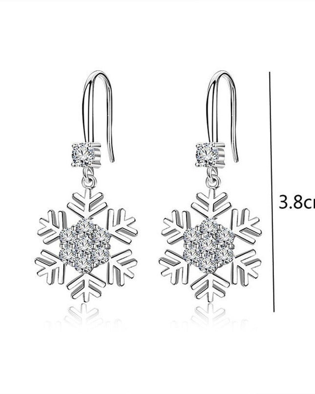 Temperament Snowflake Earrings With Rhinestones Fashion Personalized Christmas Earrings For Women Jewelry