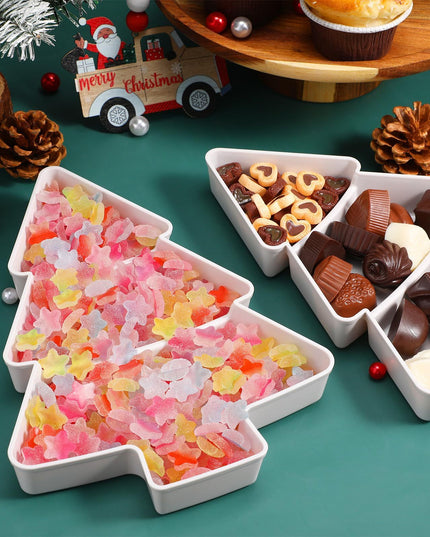 Christmas Tree Shaped Fruit Platter Creative Plates Storage Box Dried Fruit Snack Plates Divided Candy Dessert Plate Container