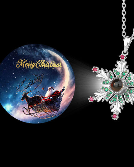 New Christmas Snowflake Necklace With Projection Design For Couples Christmas Gift Women's Clavicle Chain Jewelry