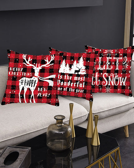 Merry Christmas Cushion Cover 45cm Elk Santa Claus Short Plush Sofa Pillow Cover Home Decor Pillowcase Christmas Decoration