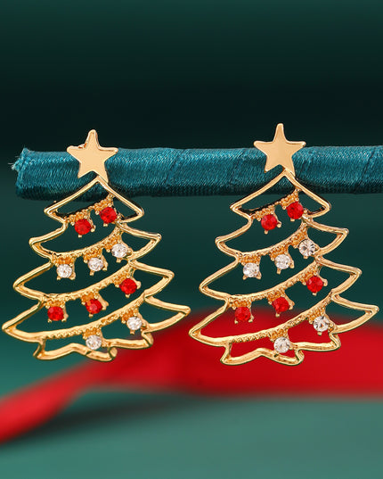 Christmas Earrings With Christmas Tree Colorful Zircon Christmas Tree Earrings  For Women Personality Earrings Party Jewelry Christmas Gift