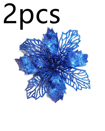 Glitter Artifical Christmas Flowers Christmas Tree Decorations