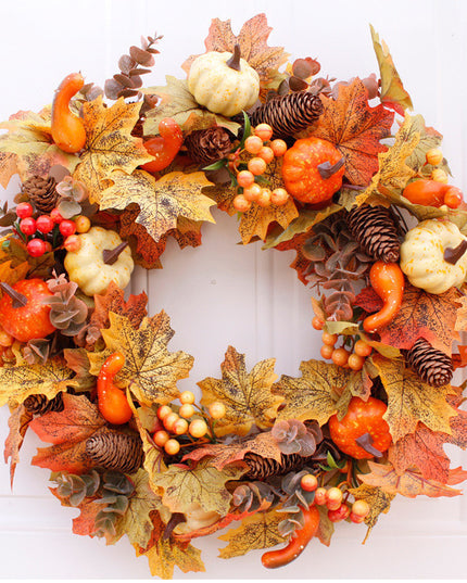 Halloween Thanksgiving Autumn Frost Leaf Pumpkin Simulation Garland Props Home Decor