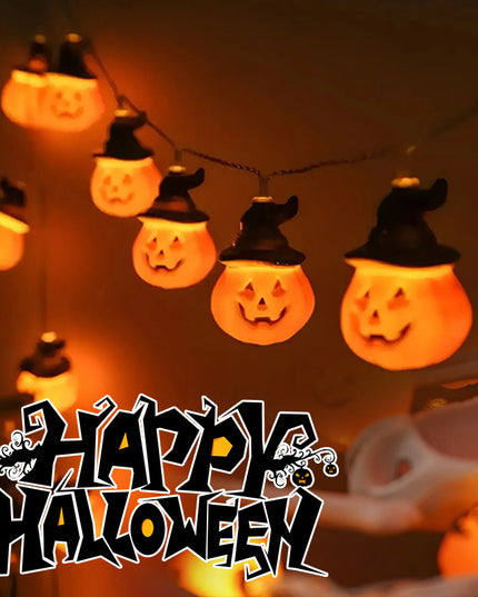 PVC Soft Material Halloween Lighting Chain Pumpkin Ghost Bat Modeling Lamp Indoor And Outdoor Home Decoration