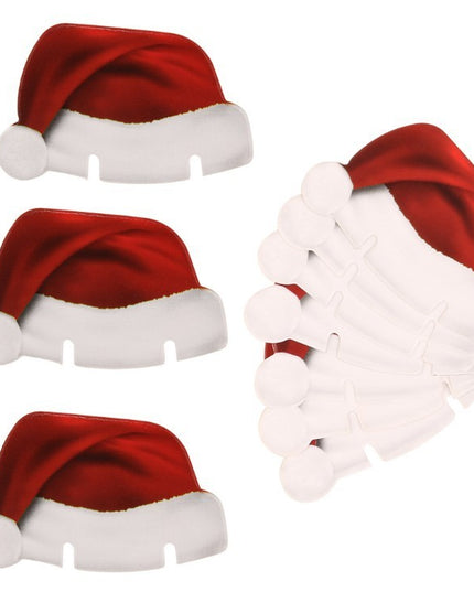 10PcsLot Paper Red Christmas Hat Wine Champagne Tipple Cup Card Christmas Party Table Decor DIY Decorations