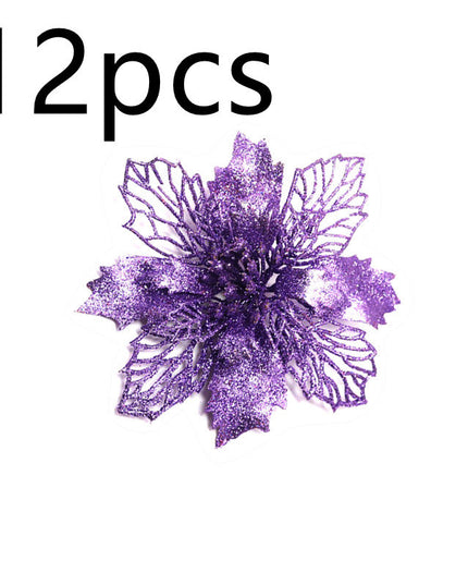 Glitter Artifical Christmas Flowers Christmas Tree Decorations
