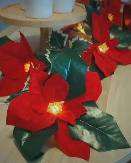 Led First Grade Christmas Lights With Red Flowers And Red Fruits For Home Decor