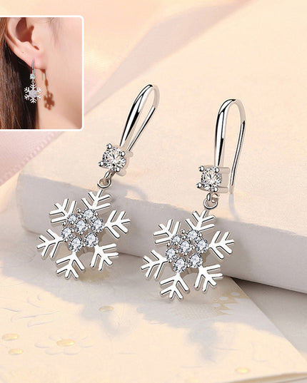 Temperament Snowflake Earrings With Rhinestones Fashion Personalized Christmas Earrings For Women Jewelry