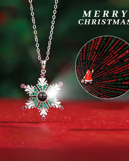 New Christmas Snowflake Necklace With Projection Design For Couples Christmas Gift Women's Clavicle Chain Jewelry